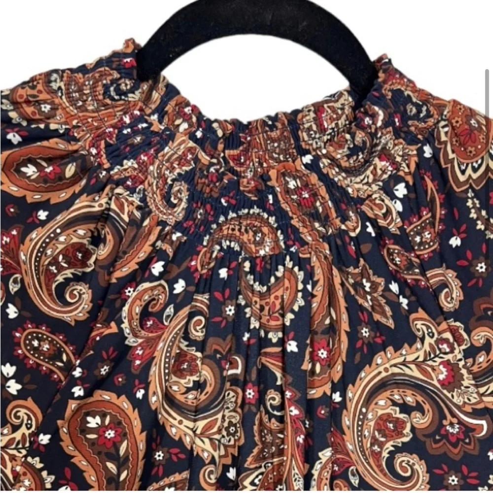 Tommy Hilfinger Paisley Print Mock Neck Swing Dress Long Sleeve Sz 14 - Picture 7 of 11